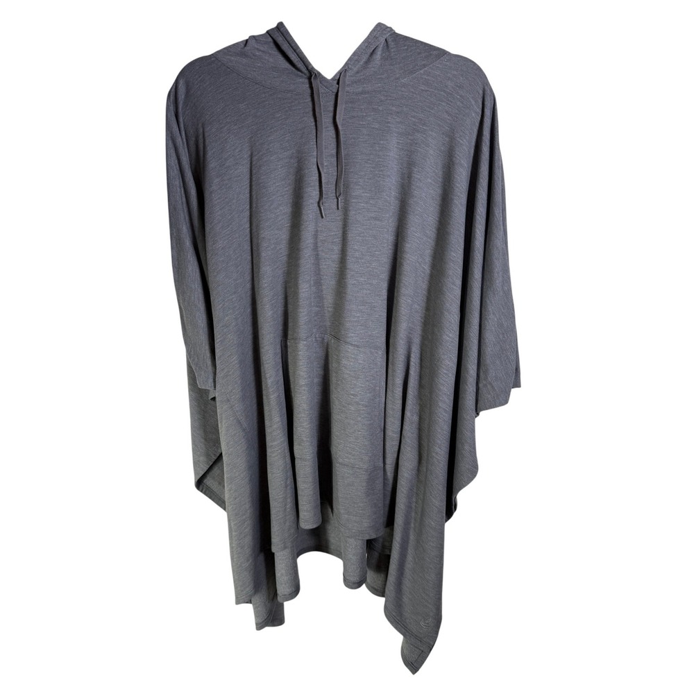 Cuddl Duds Comfortwear Gray Heathered Hooded Poncho Kangaroo Pocket L/XL